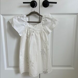 Zara White Floral Embroidered Dress
